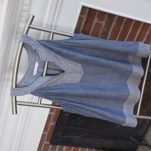 Trina Turk - Linen Blend V-neck Tank - Chambray Blues